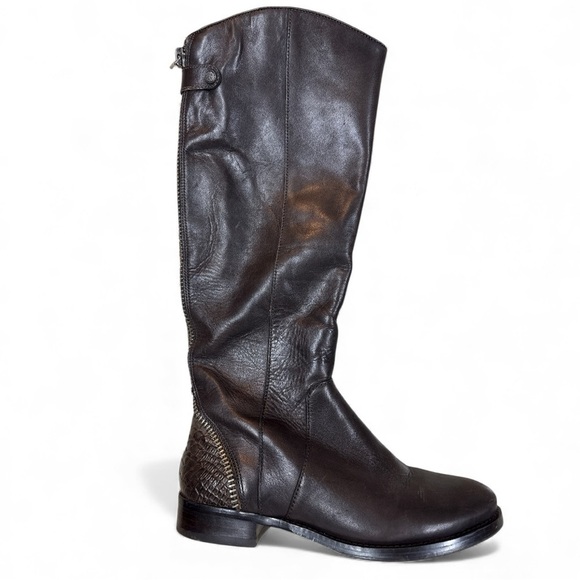 Arturo Chiang Shoes - Arturo Chiang Brown Tall Leather Riding Boot AT Falcity Women’s 7 Croc Detail